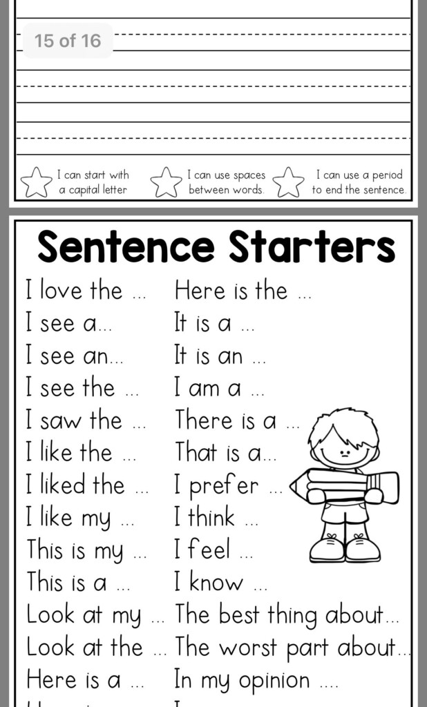 Sentence Starter Worksheets