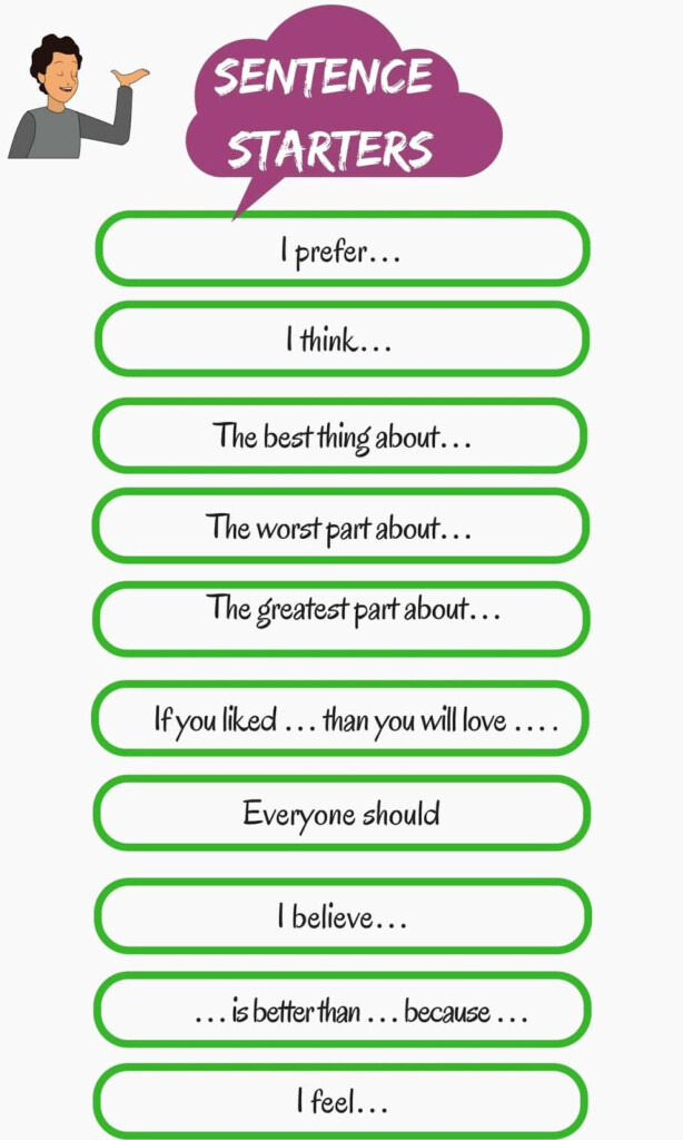 Sentence Starter Worksheets