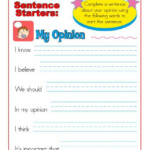 Sentence Starters For Kindergarten And 1st Grade My Opinion