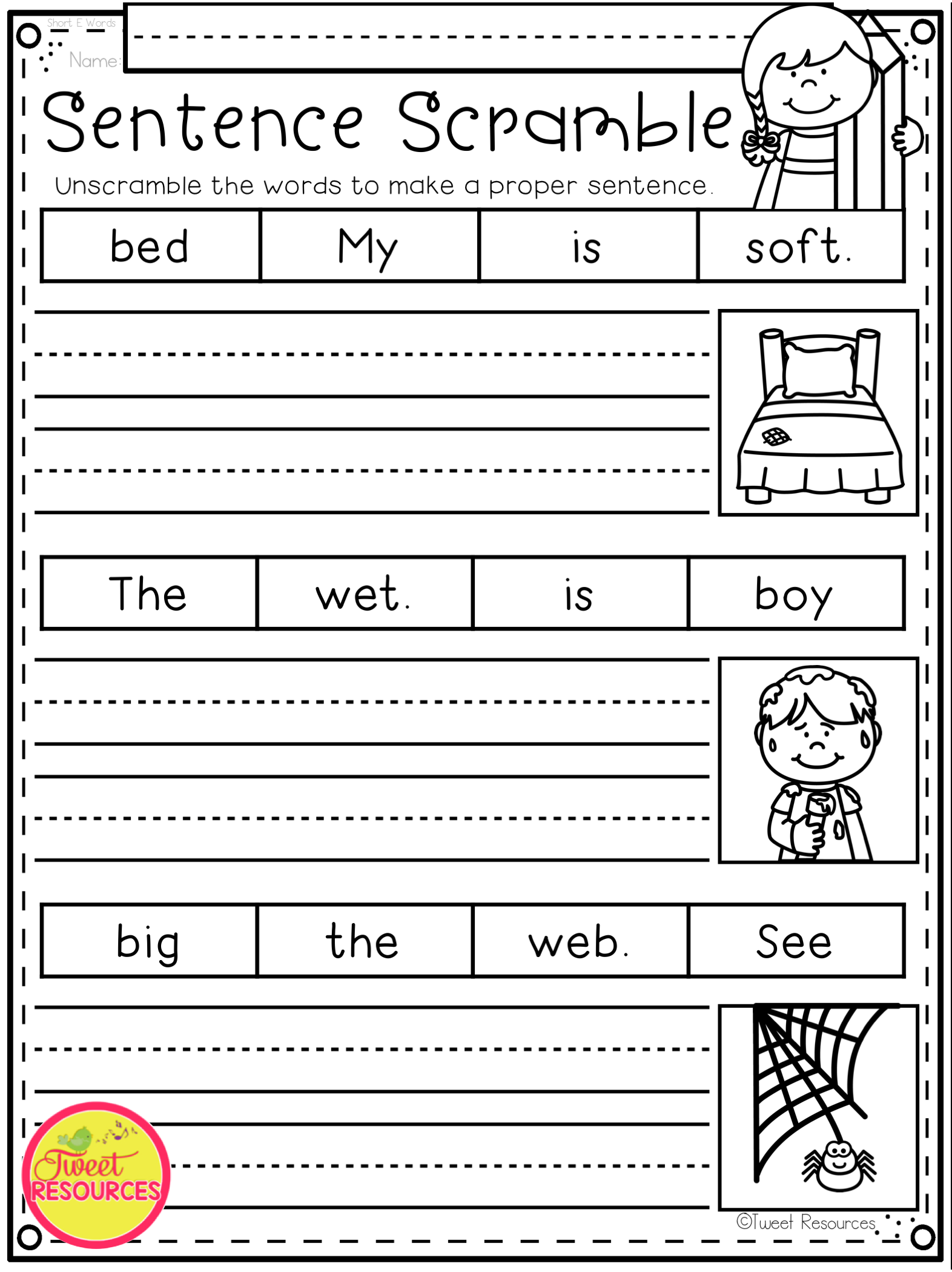 Sentence Structure Worksheets 1st Grade