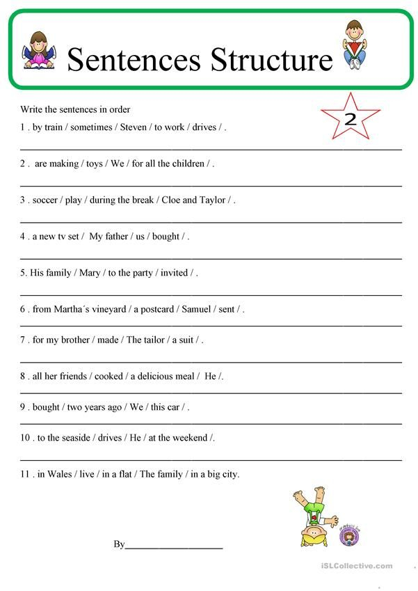 Sentence Structure Worksheets Ks1 Kidsworksheetfun