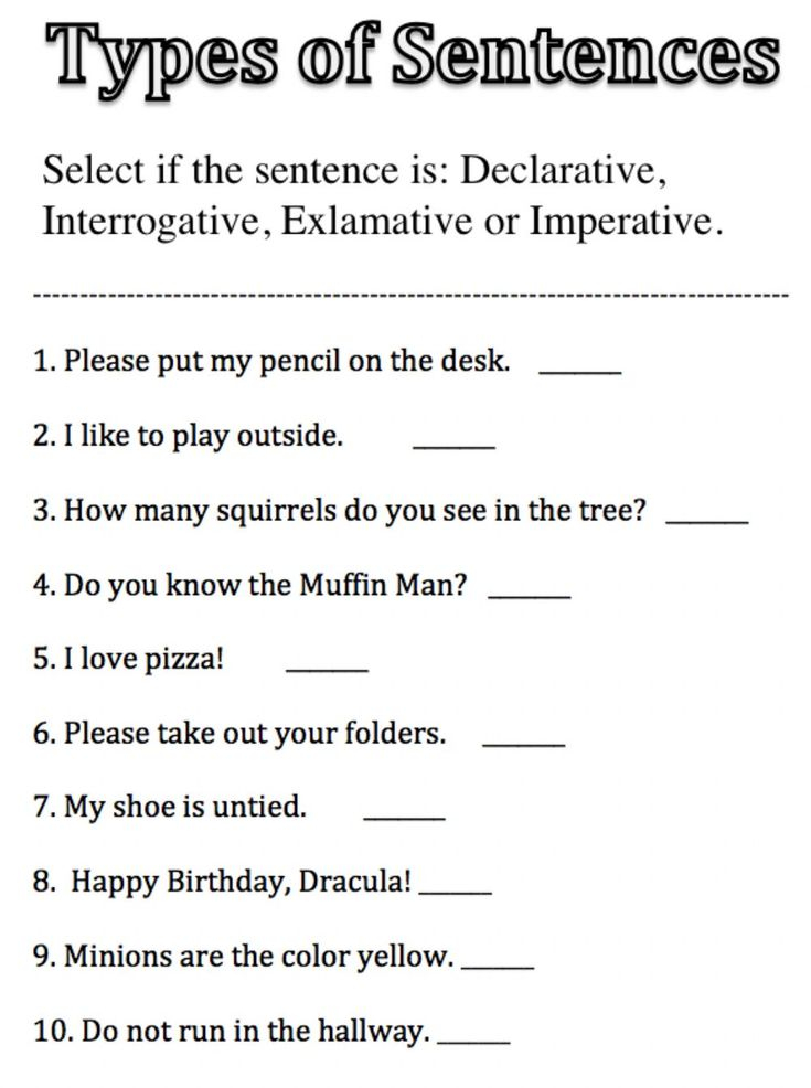 Sentence Structure Worksheets With Answer Key