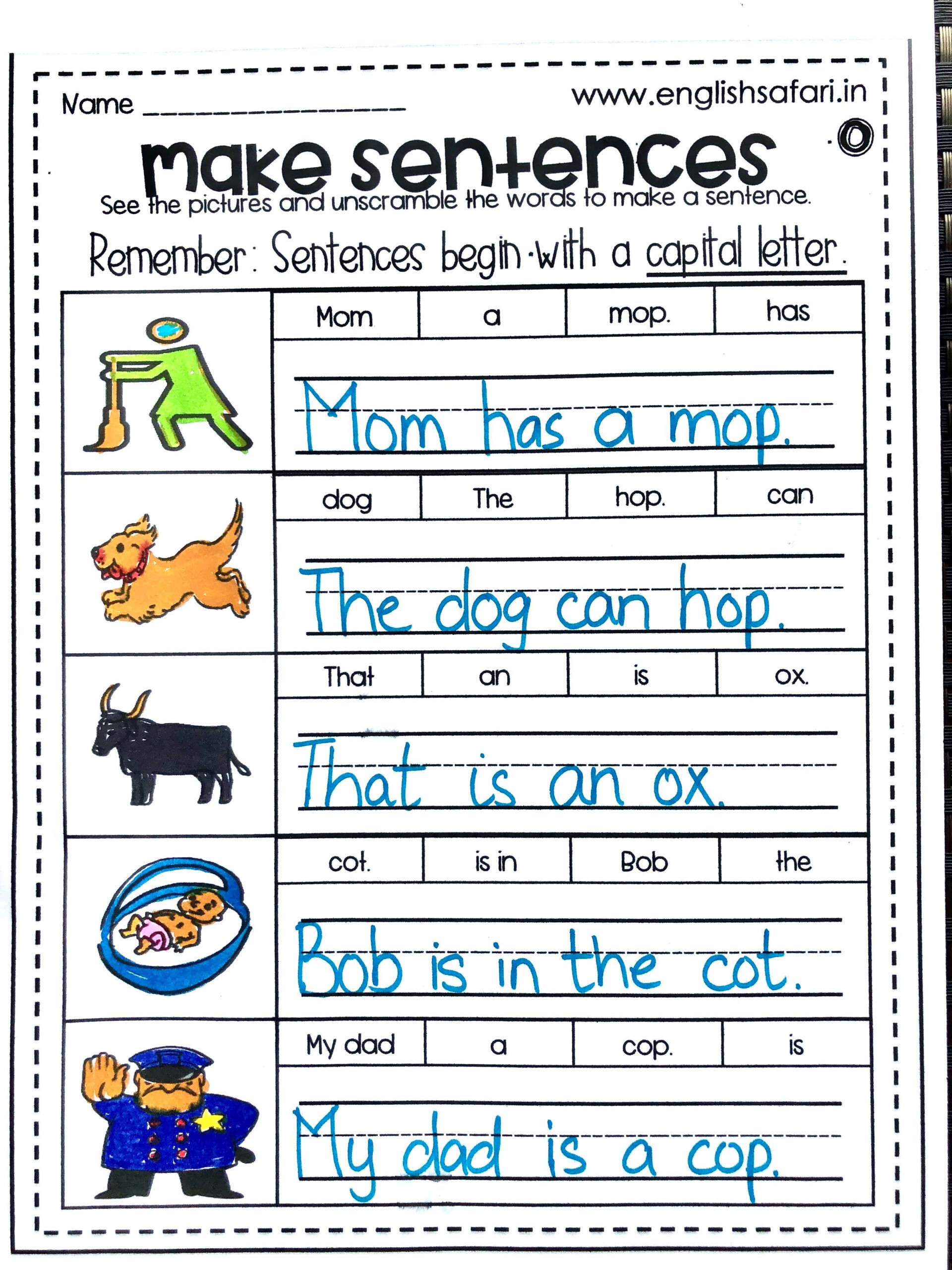 Sentence With They For Kindergarten