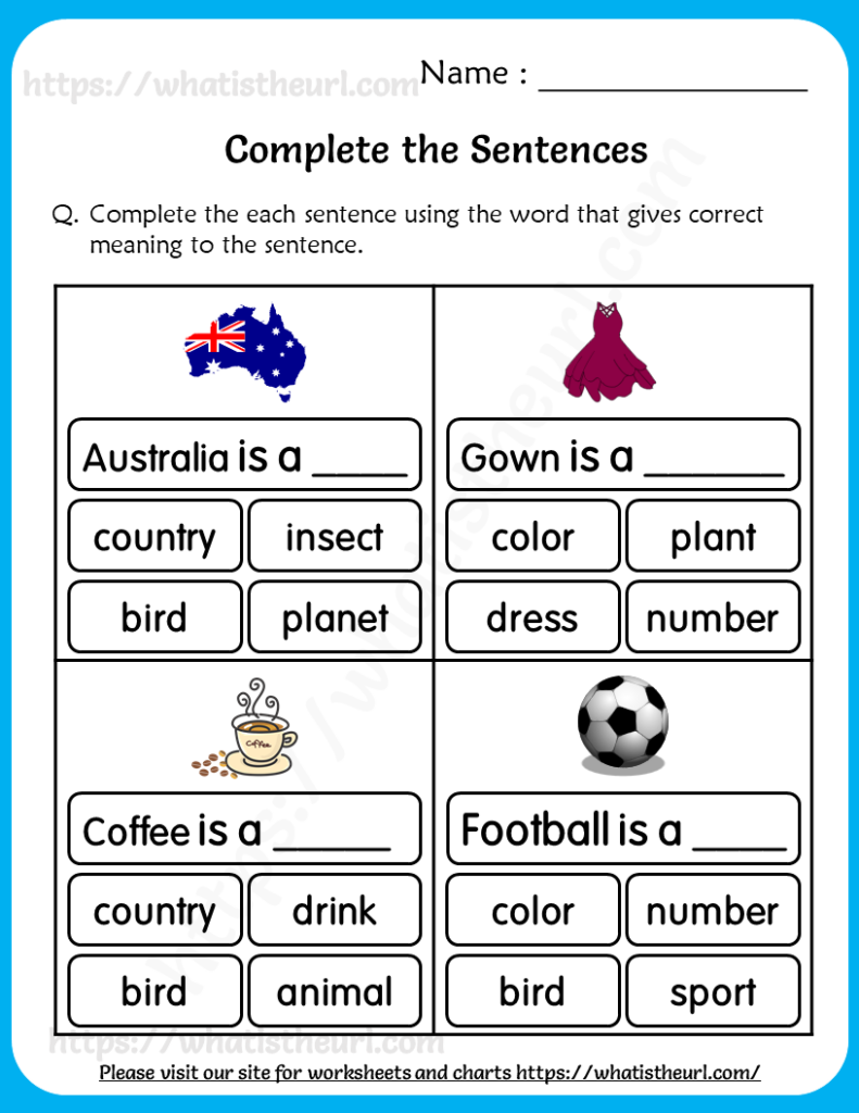 Sentence Worksheet For Grade 1 Worksheets For Kindergarten