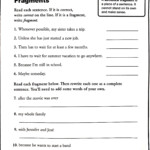 Sentences And Fragments Worksheet