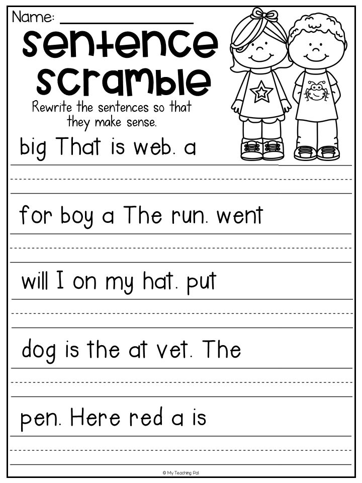 Sentences For 1st Graders To Write