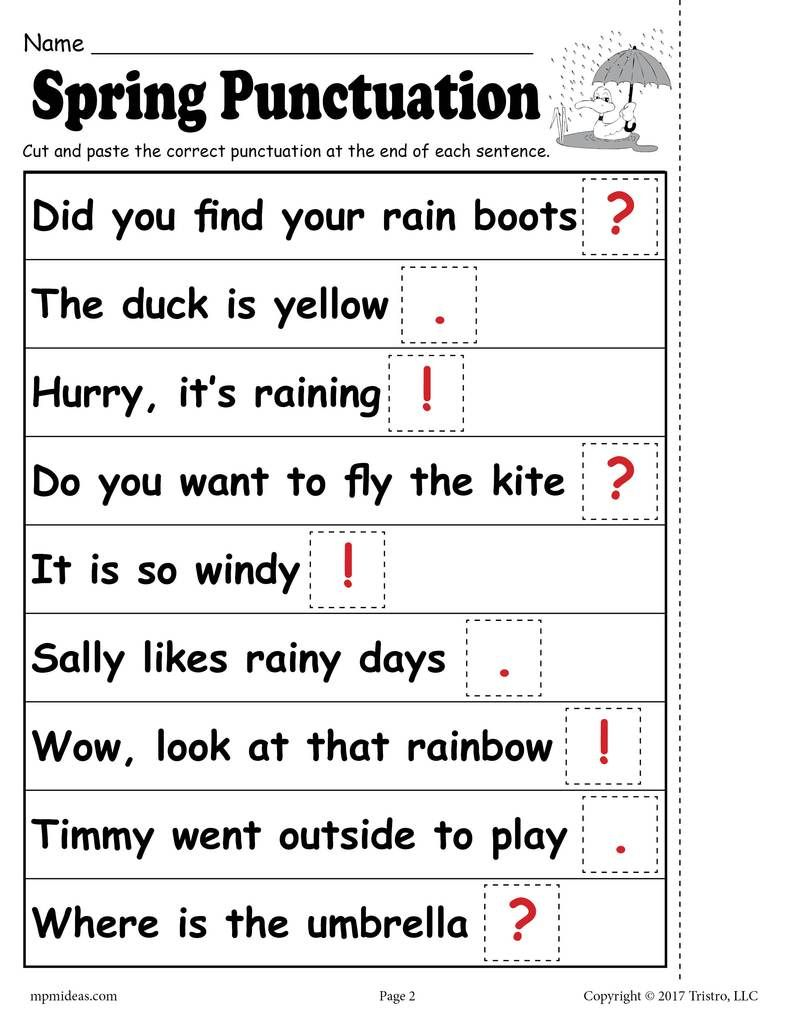 Sentences For Punctuation Practice