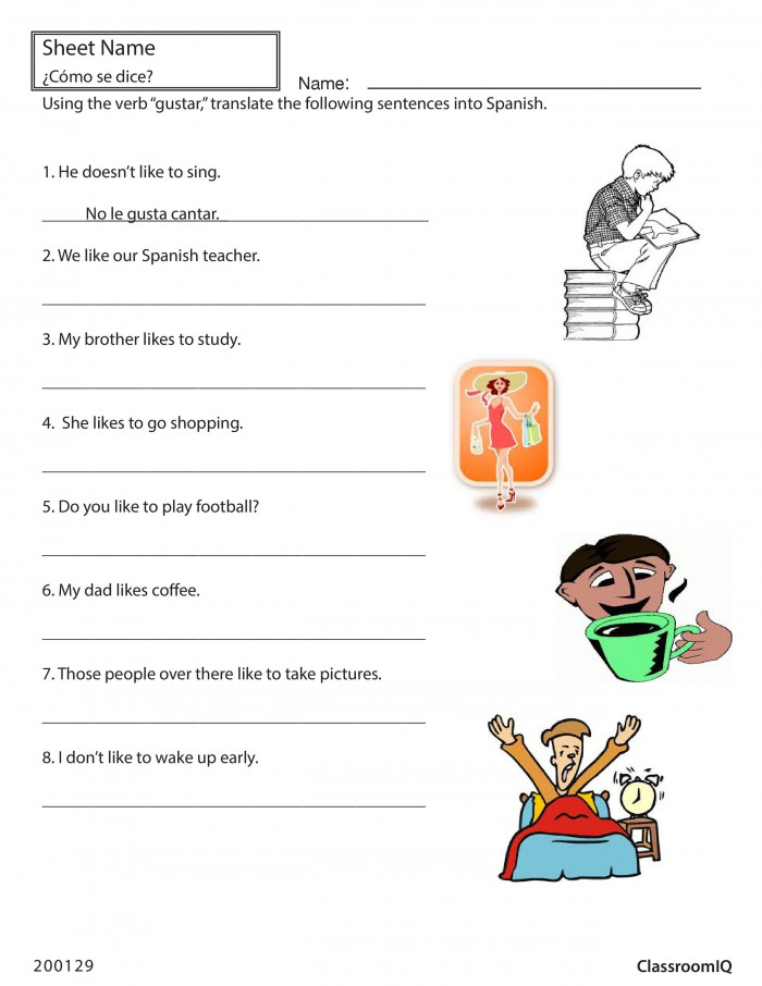 Sentences In Spanish Worksheets 99Worksheets