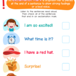 Sentences That End In An Exclamation Mark Worksheet For Kids