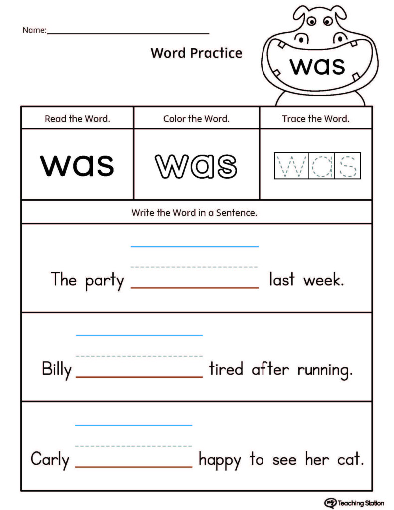 Sight Word Sentences Worksheets