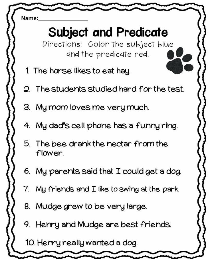 Simple And Complete Subjects And Predicates Worksheets