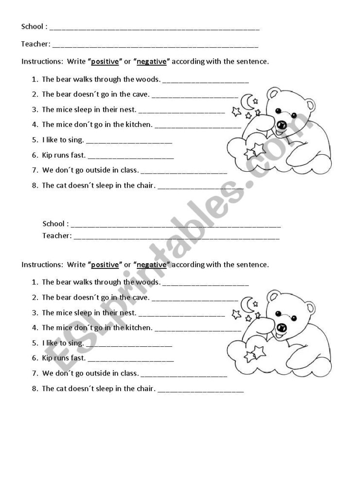 Simple Present Positive And Negative Sentences ESL Worksheet By 