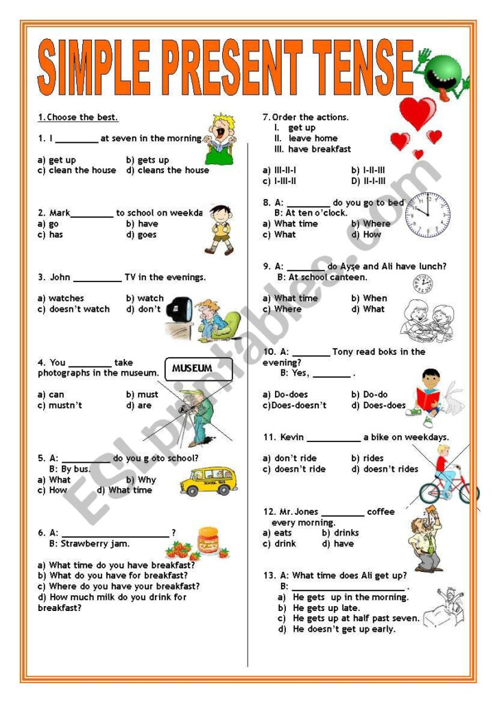 SIMPLE PRESENT TENSE TEST ESL Worksheet By Sirenriver