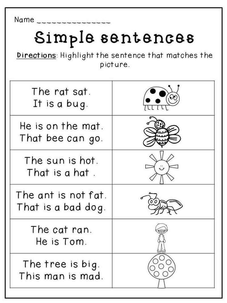 Simple Sentence Worksheet For Kindergarten