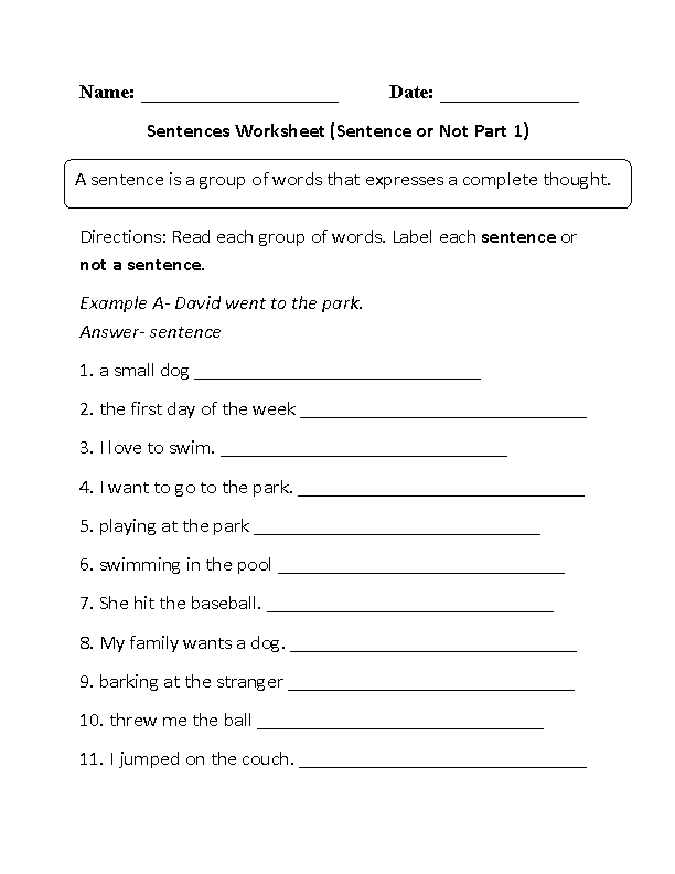 Simple Sentence Worksheet Grade 3 Thekidsworksheet
