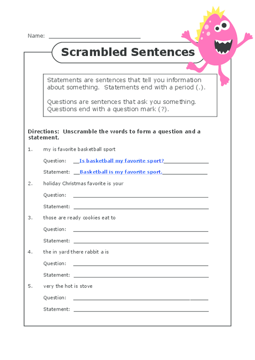 Simple Sentences Worksheet 6th Grade