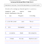 Simple Sentences Worksheets Word Order Simple Sentences Worksheet Part 1