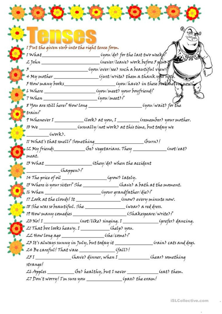 Simple Verb Tenses Worksheet