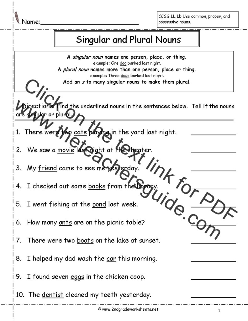 Singular And Plural Nouns Worksheet