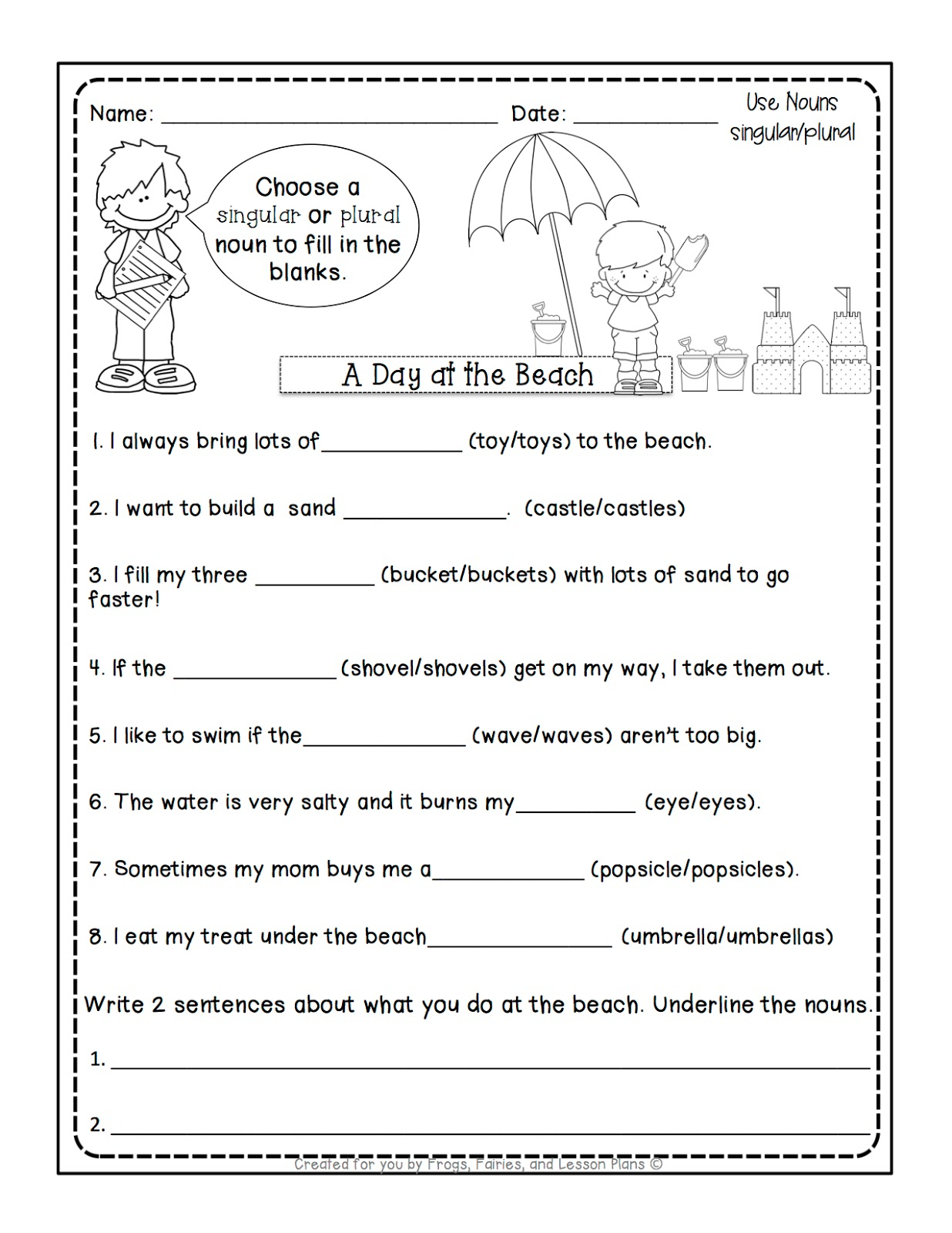 Singular And Plural Verbs Worksheet