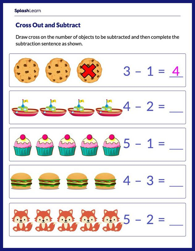 Solve Subtraction Sentences Using Pictures Math Worksheets SplashLearn