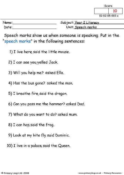 Speech Marks 2 Worksheet Speech Marks Punctuation Worksheets Direct 