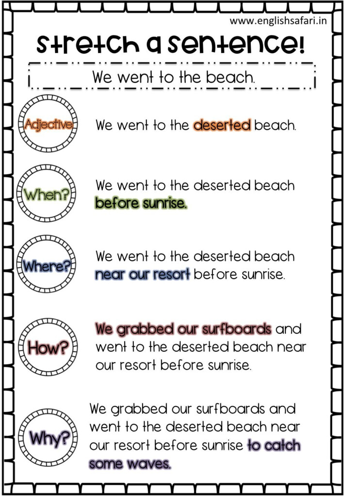 Stretch A Sentence Worksheet Worksheet Template For Free