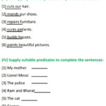 Subject And Predicate Class 4 Worksheet Underline The Predicate Supply