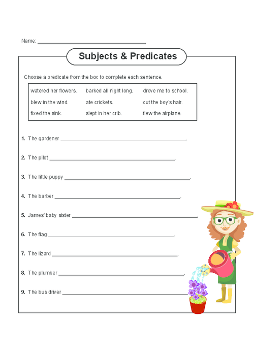 Subject And Predicate Practice KidsPressMagazine Subject And 