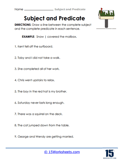 Subject And Predicate Worksheets 15 Worksheets