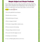 Subject And Predicate Worksheets 3rd Grade