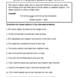 Subject And Predicate Worksheets Underlining Simple Subject Worksheet