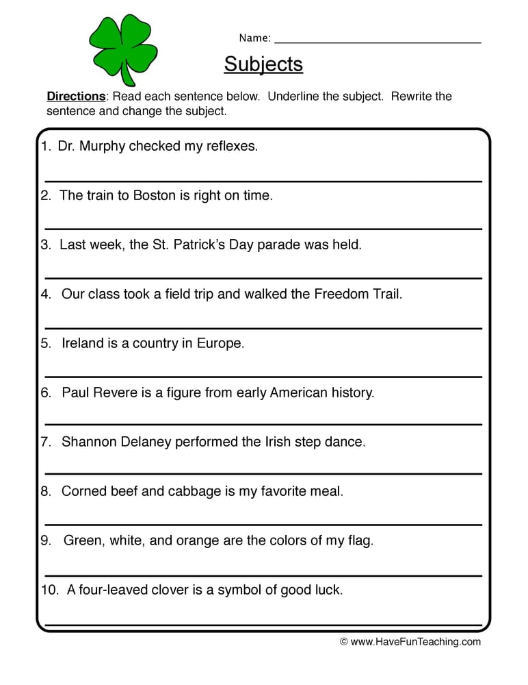 Subject Predicate Worksheet Have Fun Teaching