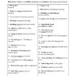 Subjects Predicates And Objects Worksheet 2 Answers Db excel