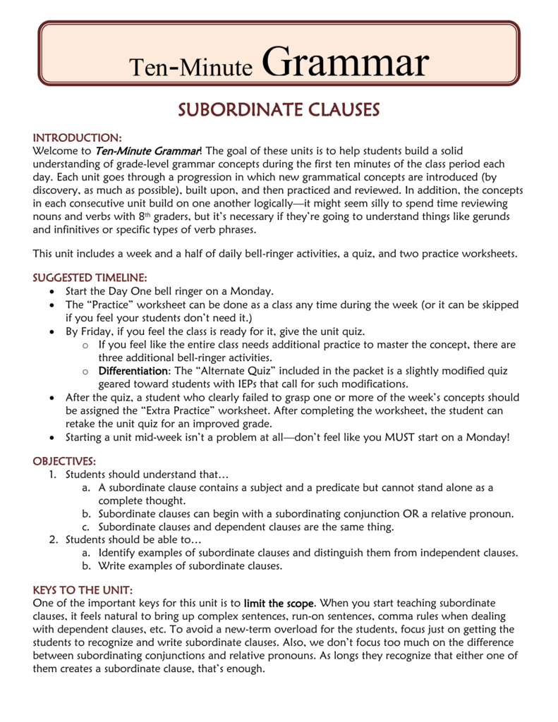 Subordinate Clauses