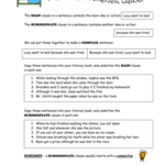 Subordinating Clause Worksheet