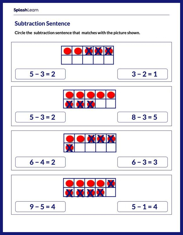 Subtraction Worksheets For 1st Graders Online SplashLearn