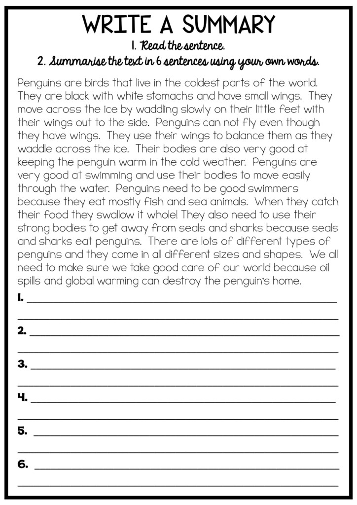 Summarizing Practice Worksheet