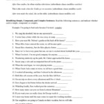 The Complex Sentence Worksheet Is Shown In Black And White With Words