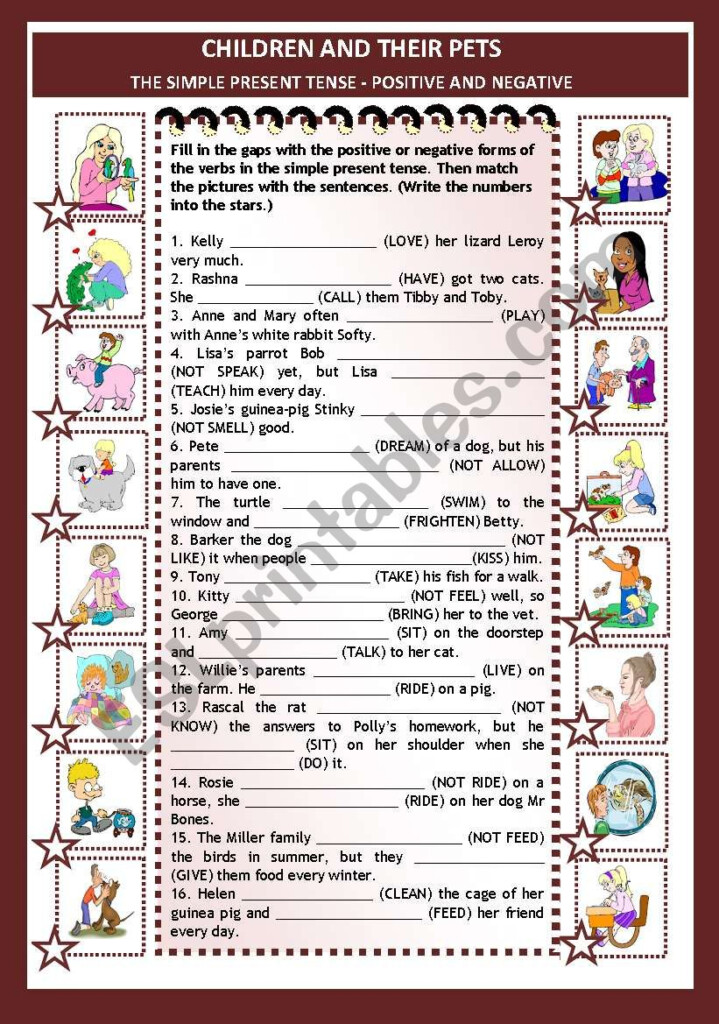 The Simple Present Tense Positive And Negative Sentences Children 