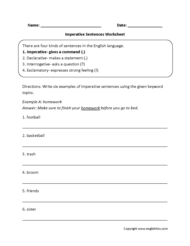 Third Grade Types Of Sentences Worksheets Pdf Thekidsworksheet