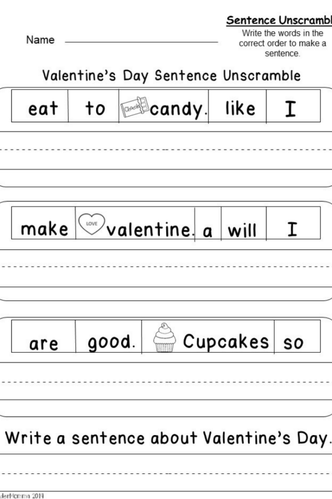 This Is A Free Valentine s Day Sentence Writing Printable For 