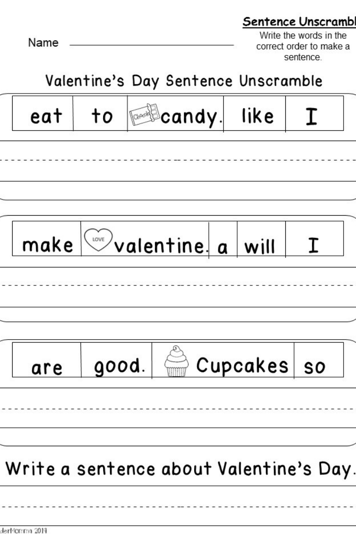 This Is A Free Valentine s Day Sentence Writing Printable For