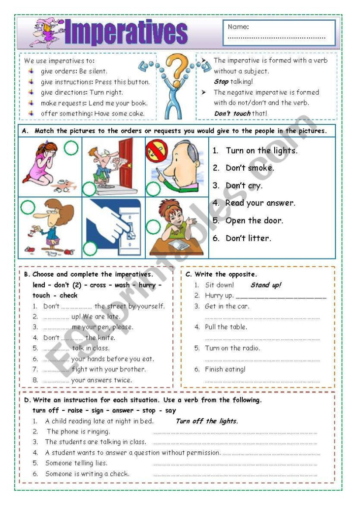 This Worksheet Explains The Use Of Imperatives It Different Exercises 