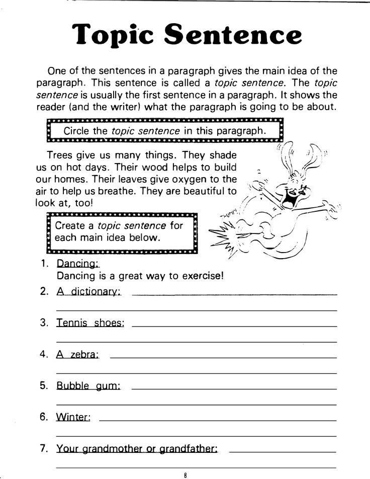 Topic Sentence Practice Worksheet