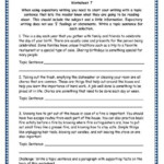 Topic Sentence Worksheet 4th Grade