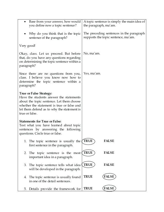 Topic Sentence Worksheet 5th Grade