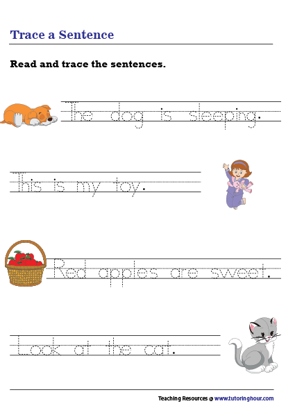 Tracing Sentences Worksheet Writing Sentences Worksheets Sentence 
