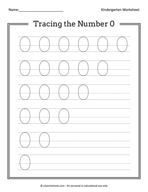 Tracing The Number 0 Worksheets