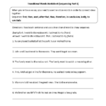 Transitional Words Worksheets Transitional Words Sequencing Worksheet